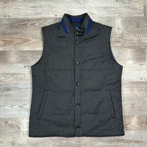 Brooks Brothers Italy Vest Mens Size XL Gray Quilted Puffer Full Zip Thick